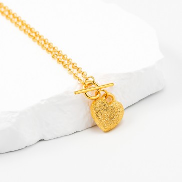 토글 글리터 하트 목걸이